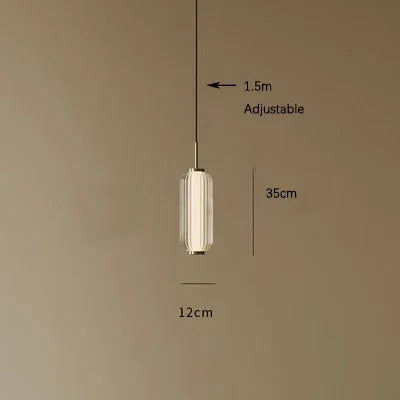 suspension lumineuse moderne minimaliste blanc doré rayures horizontales opacité câble noir chambre salonhôtel