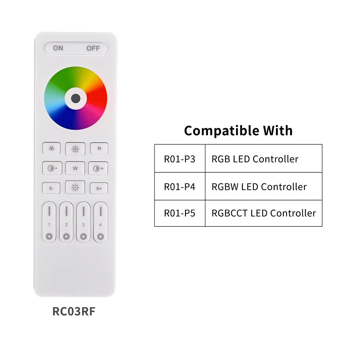 contrôleur led rf télécommande dimmable rgb rgbw cct bande lumineuse 12v 24v sans fil