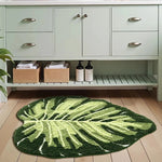 tapis feuille verte antidérapant doux moderne salon chambre coucher durable machine lavable
