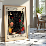 affiche murale tarot moderne nordique chat noir fleurs lunes étoiles décoration chambre salon