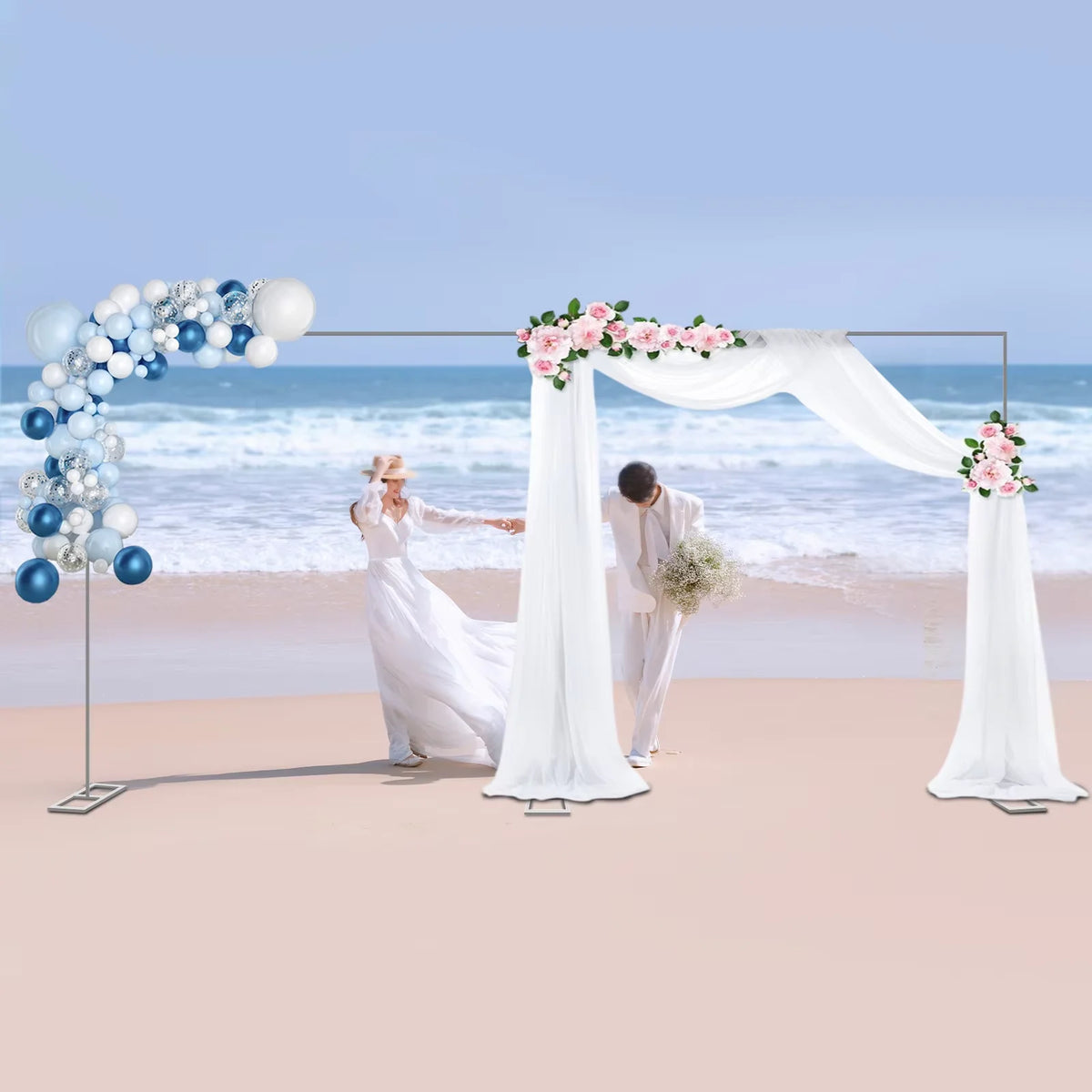 structure cadre mariage argenté moderne plaque carrée 6m 3m opaque lisse