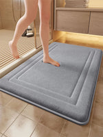 tapis bain doux absorbant non glissant moderne gris texturé relief géométrique duveteux