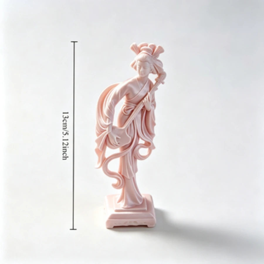 statue geisha blanche sculpture zen decoration intérieure artisanale ornement blanc plastique classique 13cm