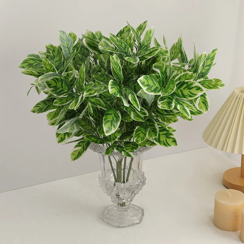 feuilles artificielles vertes rouges blanches modernes décoration intérieure maison 32cm 46cm 10 pièces