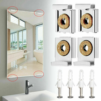 Clips de support mural en métal argenté pour miroir sans cadre