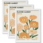 cadres photo modernes fleurs roses textes minimalistes noir blanc beige verre transparent trois pièces