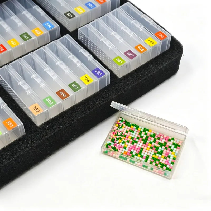 boîte rangement transparente strass colorées organisateur mosaïque diy compartiments multiples transport pratique
