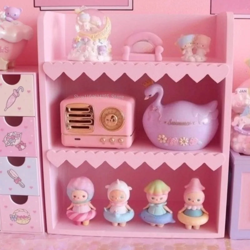étagère bois trois niveaux rose violette décorative scallops personnalisable jouets rangement chambre enfants