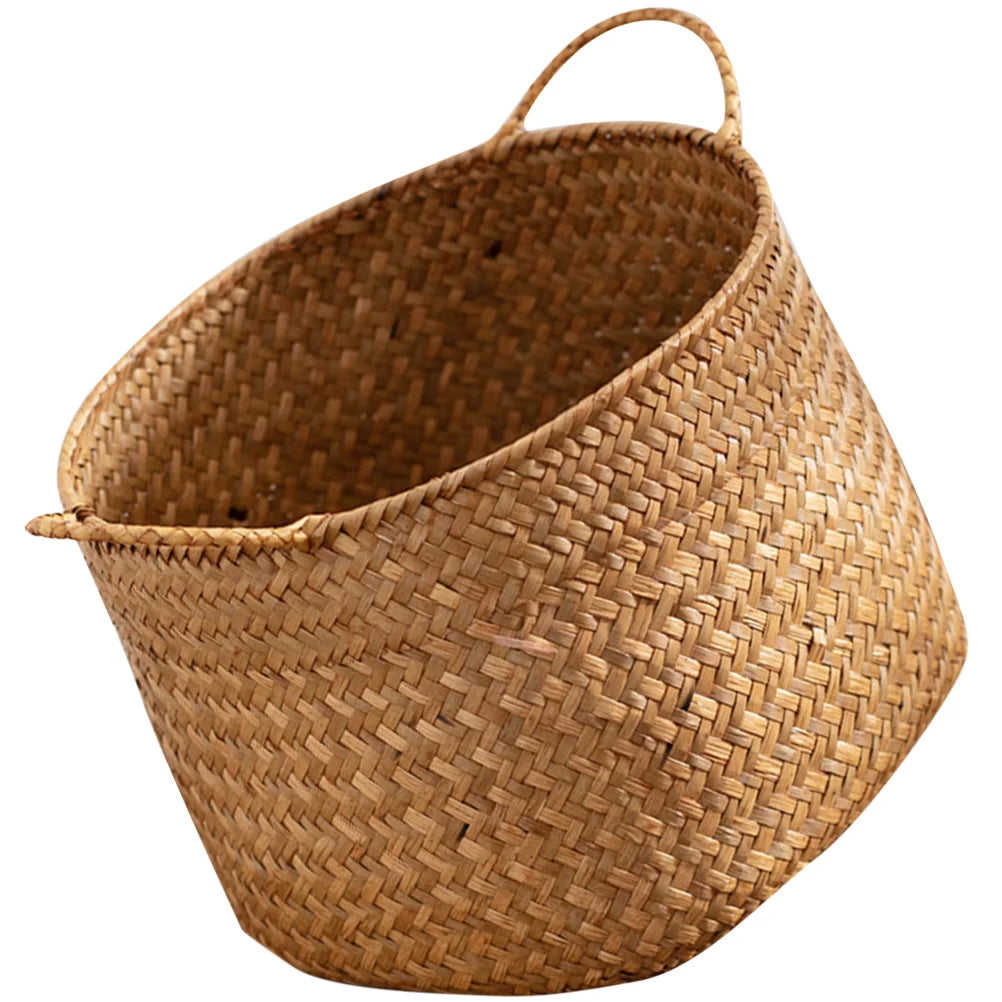 panier tressé marron clair bohème rustique magazines herbes séchées tissus opacité totale