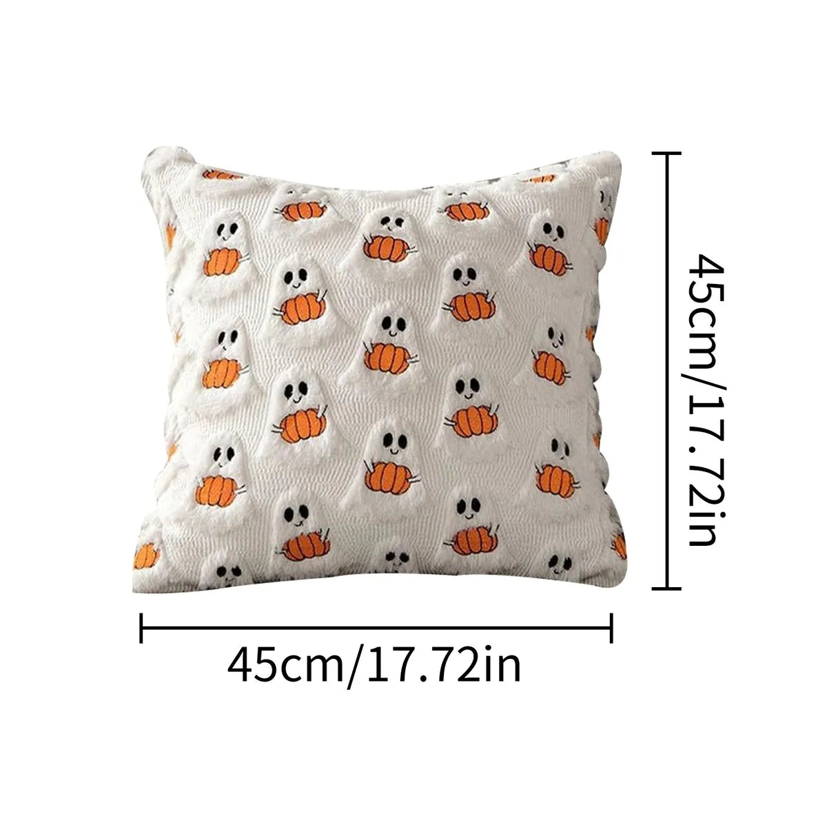 coussin halloween fantômes blancs oranges amovible lavable moderne zip caché