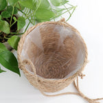 panier suspendu tissé fibres naturelles beige gris vert rustique boho chic cordelette plante verteintérieurextérieurDecorationMaison