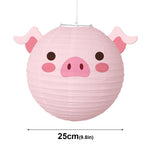 lanternes papier animaux dessin animé ours tigre panda cochon enfant carte blanche opaque suspendues