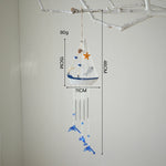mobile vent thème marin motifs maritimes roue bateau coquillages étoiles mer bleu blanc orange