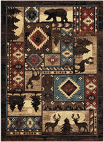 tapis rouge noir beige bleu marron motifs géométriques animaux texture douce rustique ethnique salon