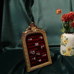 présentoir bijoux velours baroque multi couches rangement anneaux doré rouge bleu noir chambre maisonDecoration