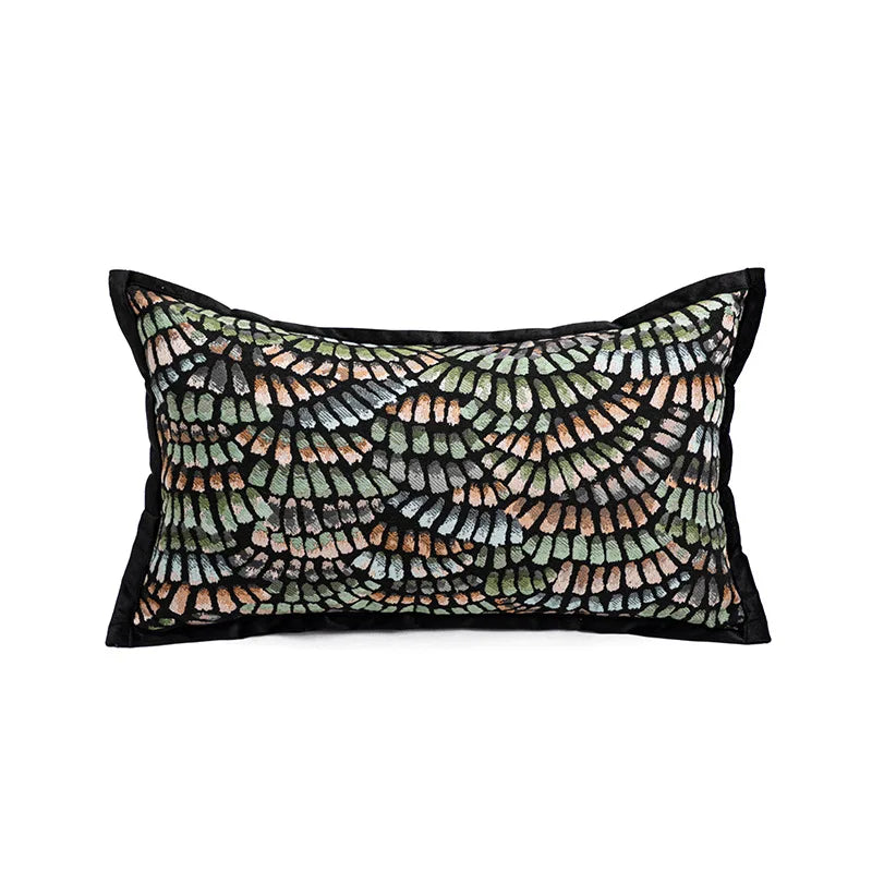coussins jacquard modernes motifs floraux géométriques blanc noir vert beige marron 45x45cm 30x50cm