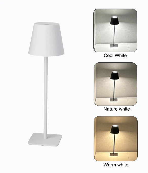 lampe table led rechargeable tactile gris noir doré conique mat moderne base carrée abat