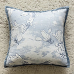 housse coussin carrée jacquard motif floral vert beige gris décoration salon chambre moderne chic