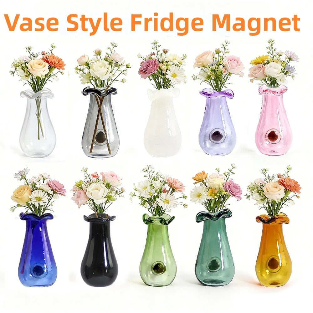 décoration réfrigérateur aimants vases transparents couleurs variées minimaliste modernes fleurs séchées