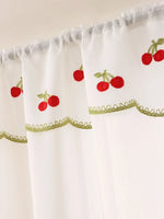 rideau brodé fruits transparent rustique couleur rouge blanc vert cuisine fenêtre