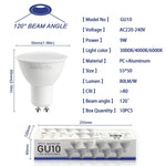 ampoules led gu10 9w blanc chaud 6000k moderne salon 3000k 4000k 25000h