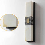 lampe murale moderne acier inoxydable blanc noir texture marbrée motif géométrique led 45cm 12cm