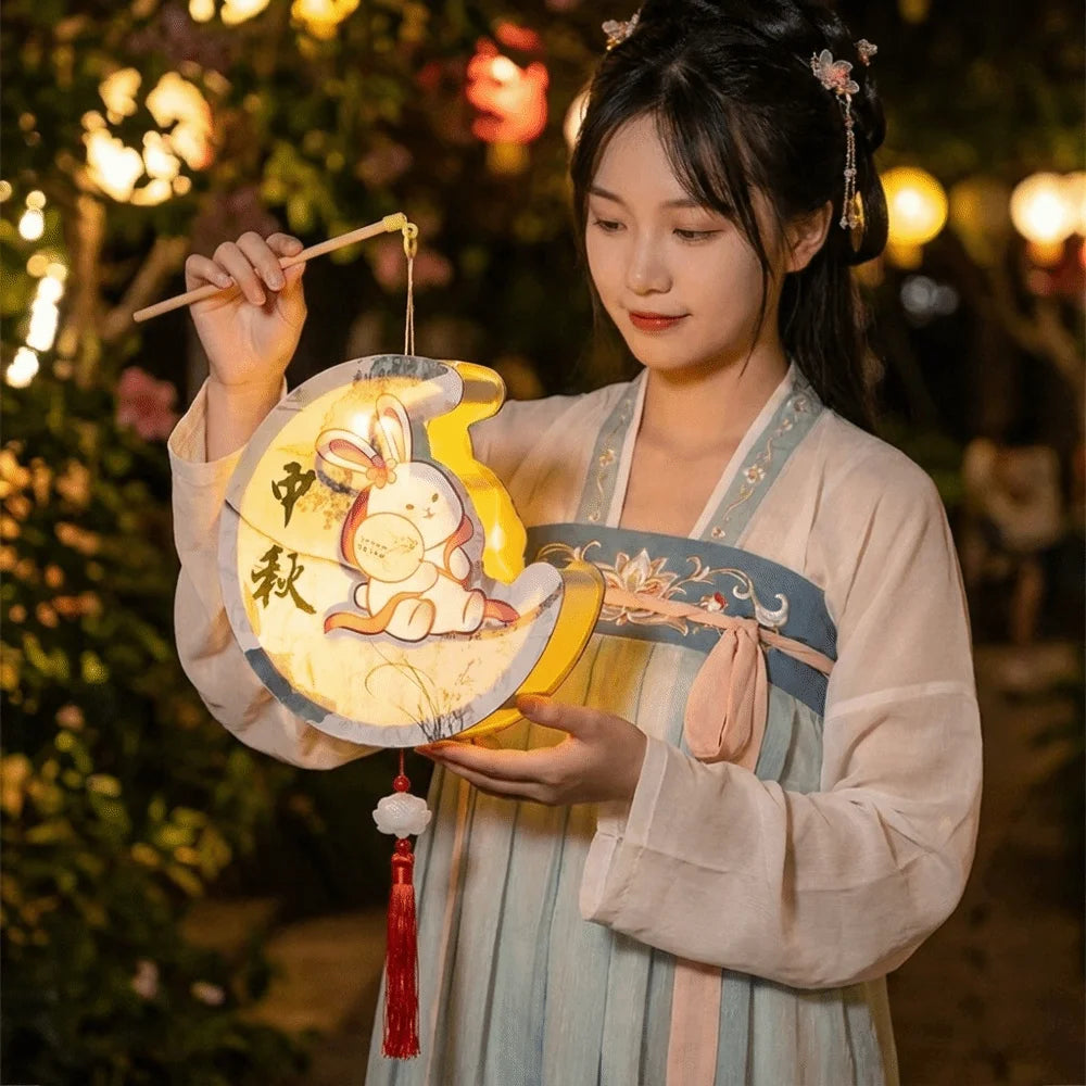 lampe décorative artisanale lapins dessins animés motifs floraux cordelette pompon opaques multicolores fête anniversaire