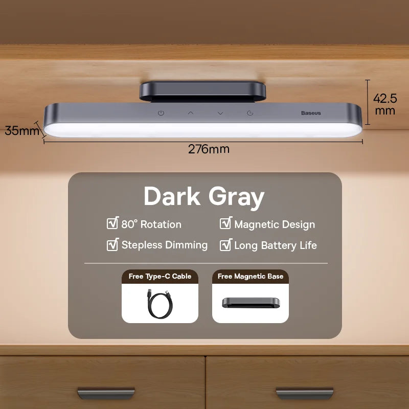 lampe magnétique rechargeable led ajustement sans fil tactile économie d’espace