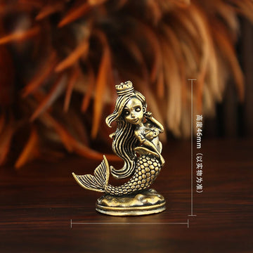 statuette sirène dorée peau poisson cheveux ondulés classique décoration maison artisanat figurine miniatureOpaqueDecorationArtCraftFigureMiniature