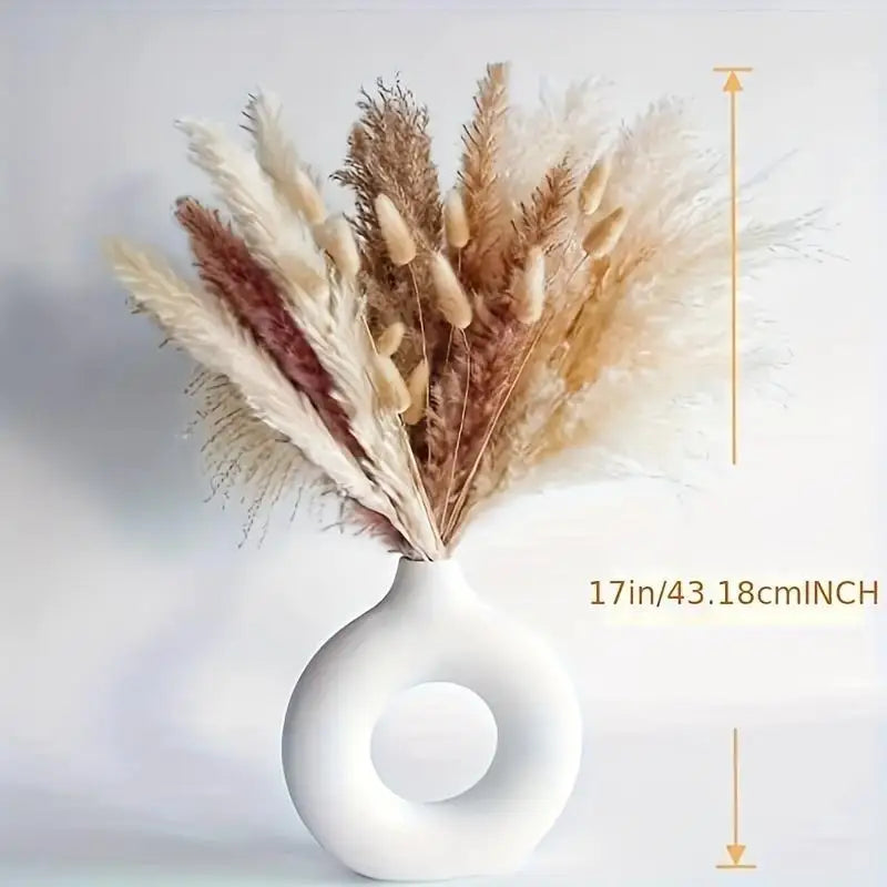 bouquet fleurs séchées pampas blanches beige naturel boho décoration intérieure rustic