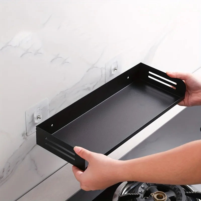 étagère murale moderne adhésive rangement noir divers objets cuisine salle bain chambre salon