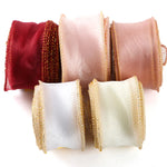 ruban organza bordure dorée classique rouge rose clair beige décoration gâteau boîte cadeau emballage