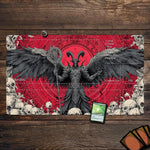 tapis jeu gothique art personnages ailes cartes rouge noir gris