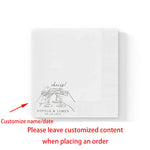 serviettes table personnalisables blancs imprimés noms dates illustrations moderne élégants mariage anniversaire fêtes