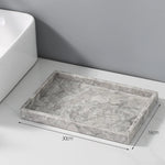 ensemble produits salle bain marbre gris marbré moderne élégant distributeur savon porte gobelets porte