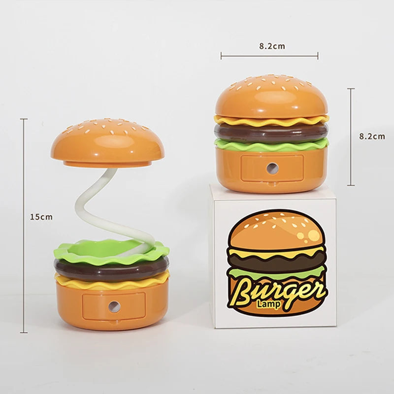 lampe créative forme hamburger led rechargeable orange vert noir blanc