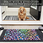 tapis d'entrée moderne imprimé léopard multicolore anti dérapant imperméable résistant bactéries adultesextérieurintérieur