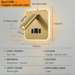 lampe murale led lecture moderne blanc noir cuivre usb projecteur backlight chambre entree