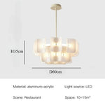 suspension lumineuse moderne pendentif blanc rayures fines opacité 120cm d100cm d80cm d60cm lumière froide
