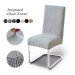 housse chaise extensible motif feuilles gris clair siège salle manger cuisine moderne