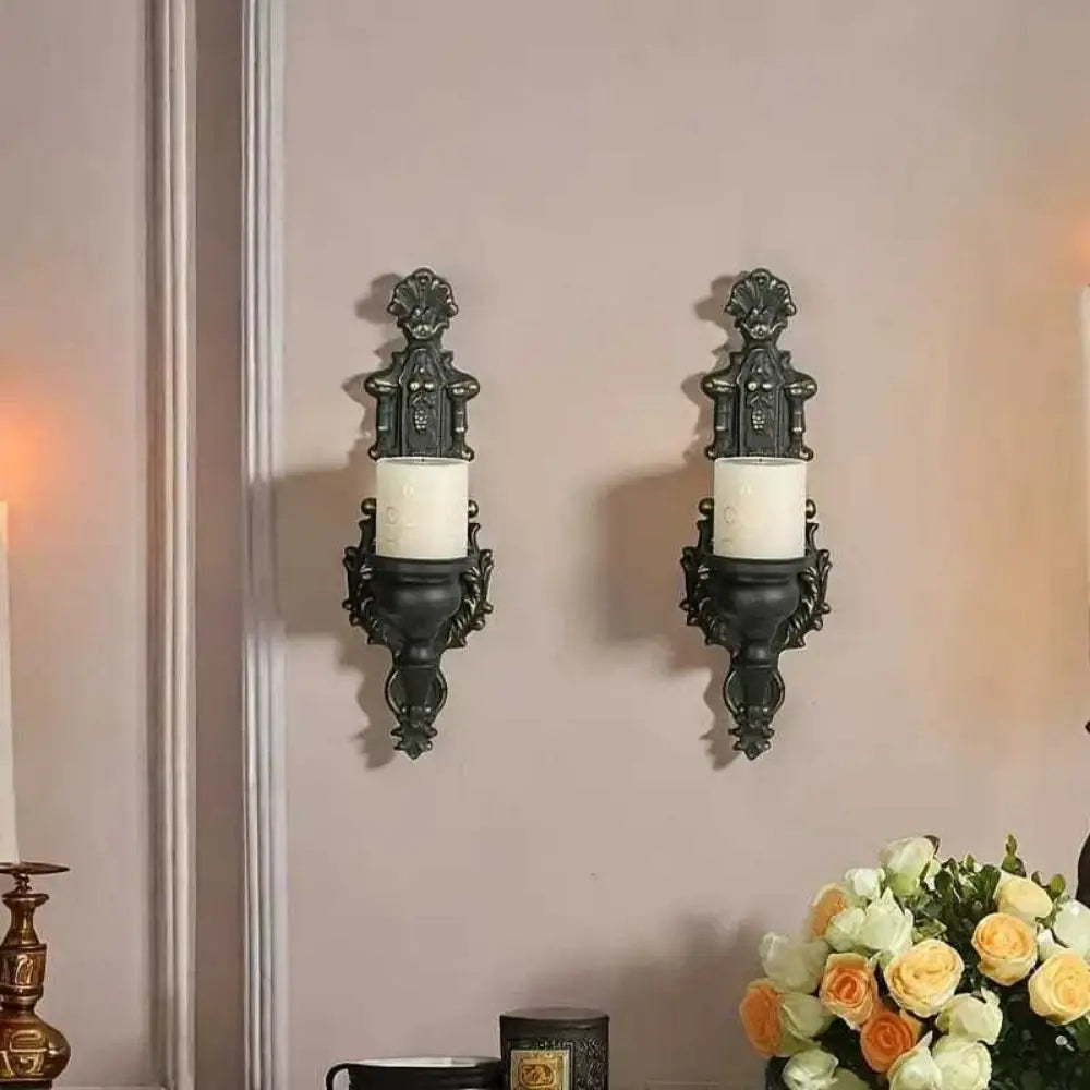 bougeoir mural ornements baroques blanc or noir decoration vintage classique maison