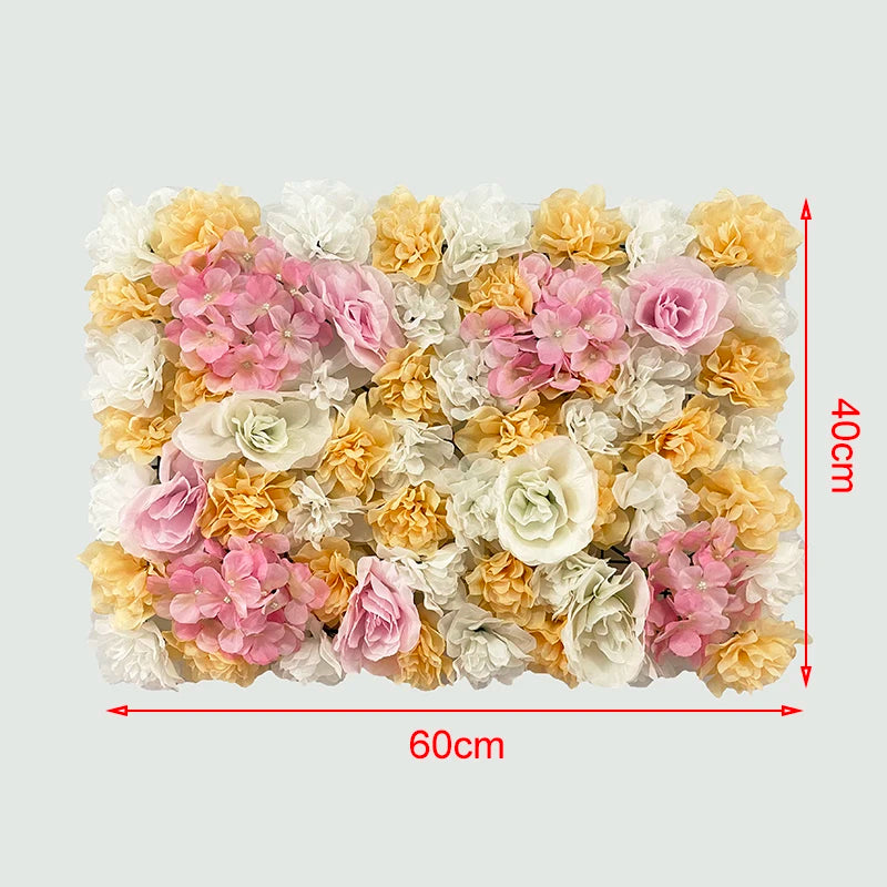 panneau mural fleurs artificielles rose blanc beige decoration romantique mariage anniversaire intérieur 60cmx40cm