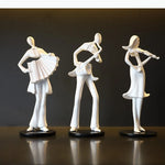 figurines musicales or blanc modernes violon accordéon guitare eléctrique décoration abstrait