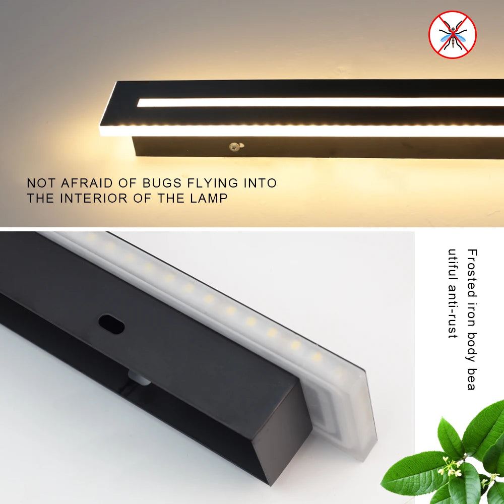 applique murale led moderne étanche ip65 noir hydrofuge ac85265v chromé