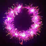 couronne lumineuse festive tissus brillants couleurs vives bleu rose violet lumineux tinsel opaque festive