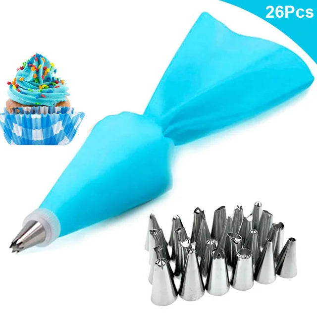 poche pâte silicone réutilisable 24 buses aiguilles métalliques outil pâtisserie