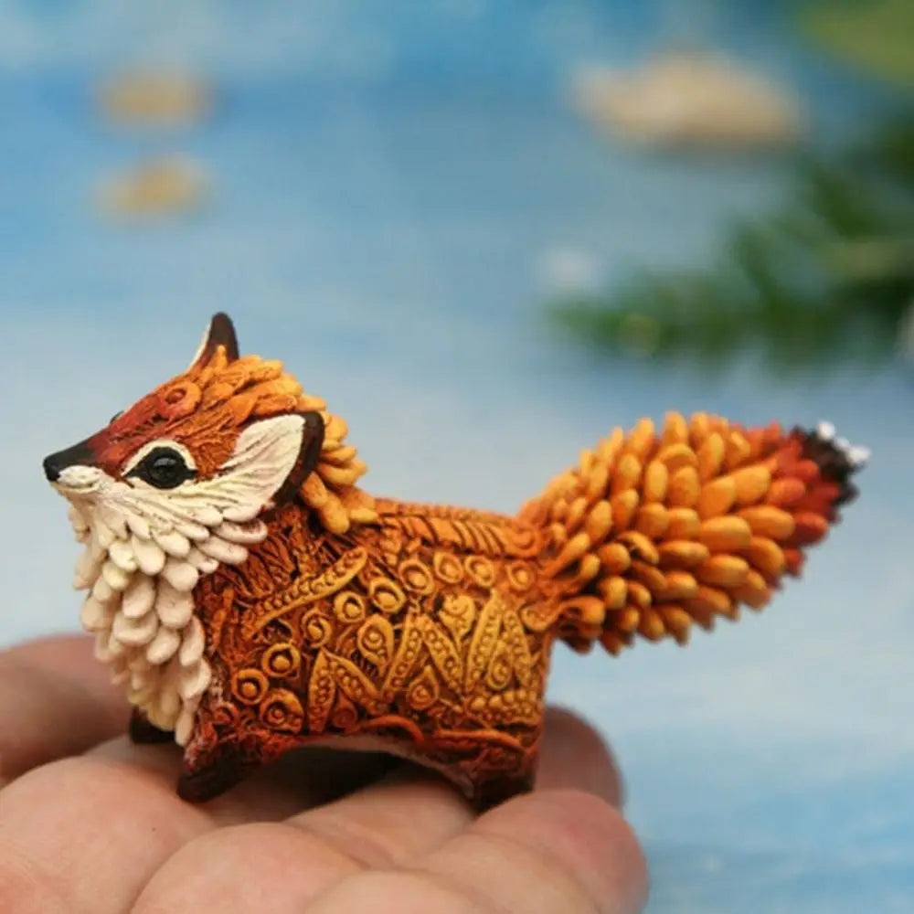 figurines renard décoratives résine ornements totem artistiques orange marron blanc