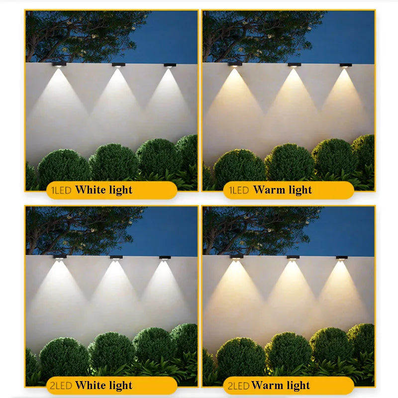 applique murale solaire moderne led noire ip65 extérieure jardin clôture