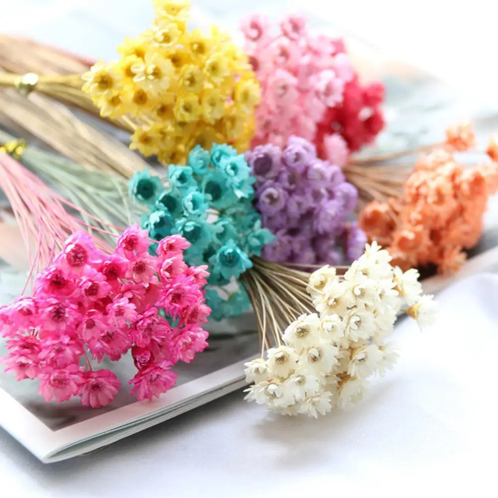 décoration maison fleurs séchées bouquets multiples couleurs rustique bohème table accueil événement