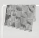 tapis coton absorbant bleu gris moderne bain salle bains noël rayures vertical 50x80cm